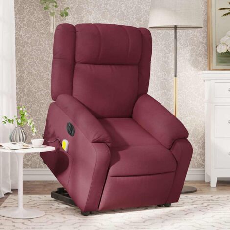 Fauteuil inclinable de massage électrique-Chaise de relaxation-Fauteuil Relax Rouge bordeaux Tissu 992826 (1/5)