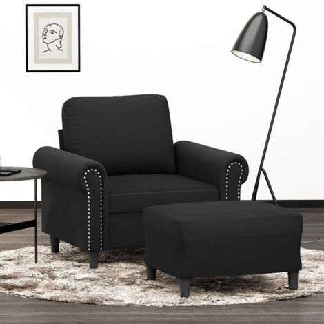 Fauteuil avec repose-pied-Chaise de relaxation-Fauteuil Relax Noir 60 cm Velours 273986 (1/5)