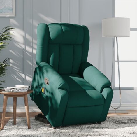Fauteuil inclinable de massage-Chaise de relaxation-Fauteuil Relax Vert foncé Tissu 823382 (1/5)