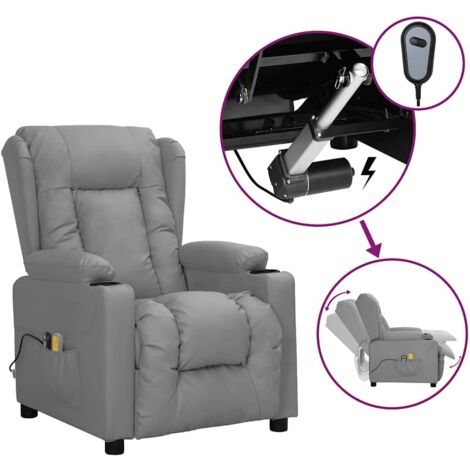 Fauteuil de massage électrique-Chaise de relaxation-Fauteuil Relax Gris Similicuir 182463 (1/5)