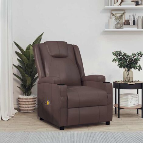 Fauteuil de massage-Chaise de relaxation-Fauteuil Relax Marron Similicuir 158537 (1/5)