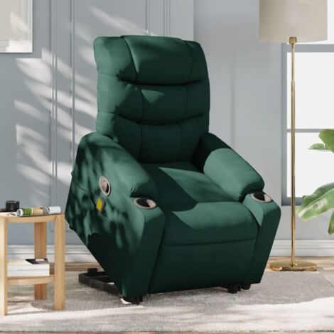 Fauteuil inclinable de massage-Chaise de relaxation-Fauteuil Relax Vert foncé Tissu 783681 (1/5)