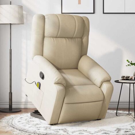 Fauteuil inclinable de massage-Chaise de relaxation-Fauteuil Relax Crème Tissu 973105 (1/5)