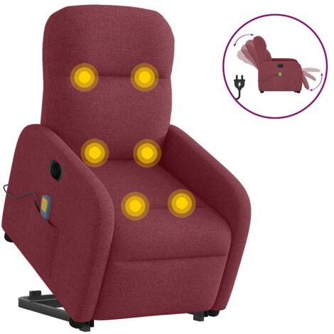 Fauteuil inclinable de massage électrique-Chaise de relaxation-Fauteuil Relax Rouge bordeaux Tissu 369071 (1/5)