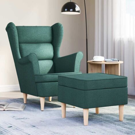 Fauteuil avec repose-pied-Chaise de relaxation-Fauteuil Relax Vert foncé Tissu 973432 (1/5)