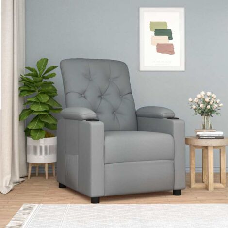 Fauteuil inclinable-Chaise de relaxation-Fauteuil Relax Gris clair Tissu 963812 (1/5)