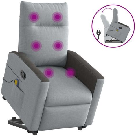 Fauteuil de massage inclinable-Chaise de relaxation-Fauteuil Relax Gris clair Tissu 703689 (1/5)
