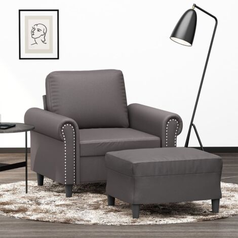 Fauteuil avec repose-pied-Chaise de relaxation-Fauteuil Relax Gris 60 cm Similicuir 208424 (1/5)