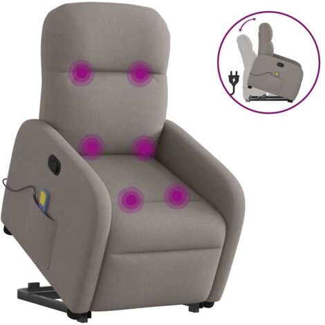 Fauteuil inclinable de massage-Chaise de relaxation-Fauteuil Relax Taupe Tissu 676514 (1/5)