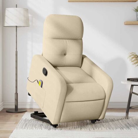 Fauteuil inclinable de massage-Chaise de relaxation-Fauteuil Relax Crème Tissu 413248 (1/5)