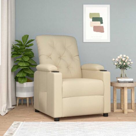 Fauteuil inclinable-Chaise de relaxation-Fauteuil Relax Crème Tissu 250568 (1/5)