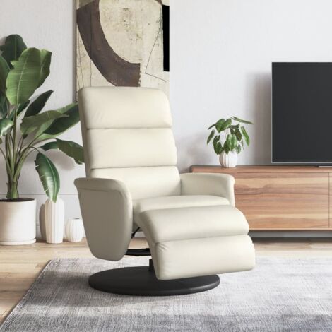 Fauteuil inclinable avec repose-pieds -Chaise de relaxation-Fauteuil Relax crème similicuir 924428 (1/5)