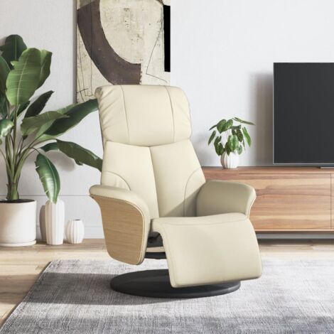 Fauteuil inclinable avec repose-pieds -Chaise de relaxation-Fauteuil Relax crème similicuir 478061 (1/5)