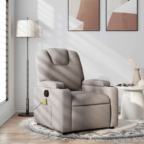 Fauteuil de massage inclinable-Chaise de relaxation-Fauteuil Relax Taupe Tissu 444229 (1/5)