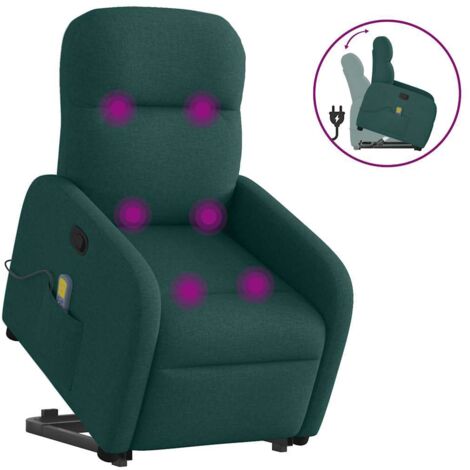 Fauteuil inclinable de massage-Chaise de relaxation-Fauteuil Relax Vert foncé Tissu 343599 (1/5)