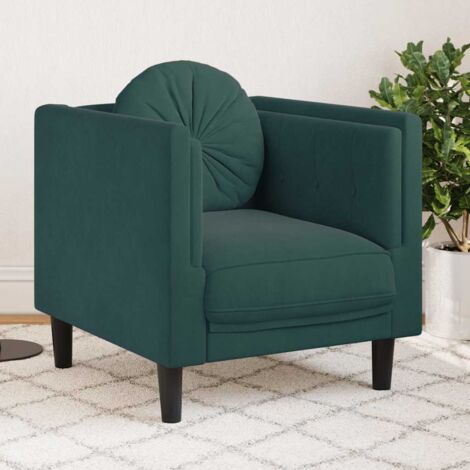 Fauteuil avec coussin-Chaise de relaxation-Fauteuil Relax vert foncé velours 198859 (1/5)