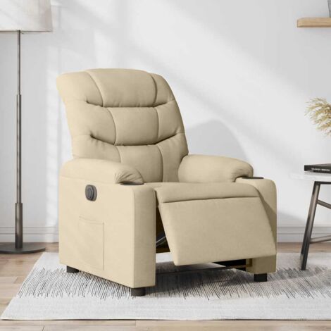 Fauteuil inclinable électrique-Chaise de relaxation-Fauteuil Relax Crème Tissu 111313 (1/5)