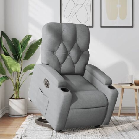Fauteuil inclinable électrique-Chaise de relaxation-Fauteuil Relax gris clair tissu 461128 (1/5)