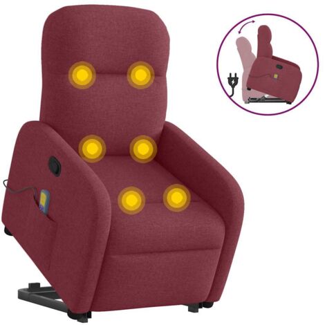 Fauteuil inclinable de massage-Chaise de relaxation-Fauteuil Relax Rouge bordeaux Tissu 621718 (1/5)
