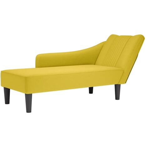 Fauteuil long avec accoudoir droit-Chaise de relaxation-Fauteuil Relax jaune velours 426383 (1/5)
