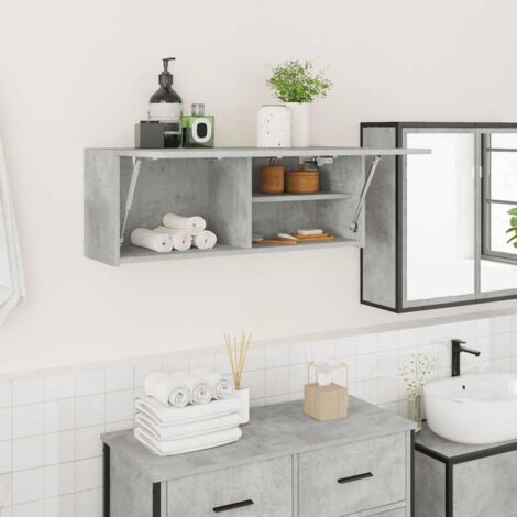 Armoire murale de bain-Armoire suspendue-Meuble de rangement gris béton 80x25x30 cm bois d'ingénierie 679792