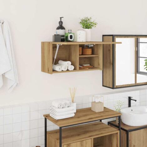 Armoire murale de bain-Armoire suspendue-Meuble de rangement chêne artisanal bois d'ingénierie 523296