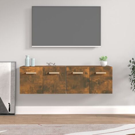 Armoires murales 2 pcs-Armoire suspendue-Meuble de rangement Chêne fumé 60x36,5x35cm Bois d'ingénierie 286426 (1/5)