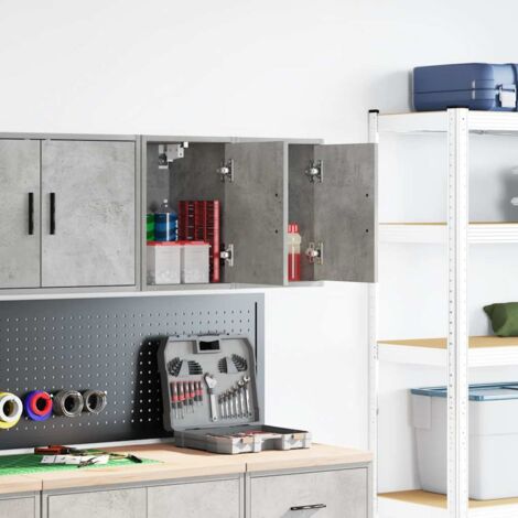 Armoires murales de garage 2 pcs-Armoire suspendue-Meuble de rangement gris béton bois d'ingénierie 123985 (1/5)