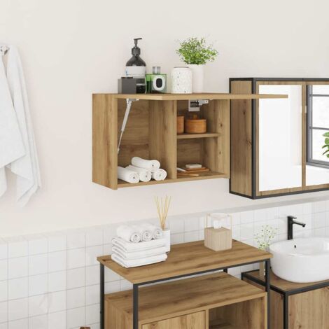 Armoire murale de bain-Armoire suspendue-Meuble de rangement chêne artisanal bois d'ingénierie 740114