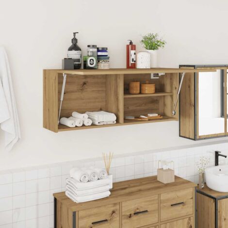 Armoire murale de bain-Armoire suspendue-Meuble de rangement chêne artisanal bois d'ingénierie 437268 (1/5)