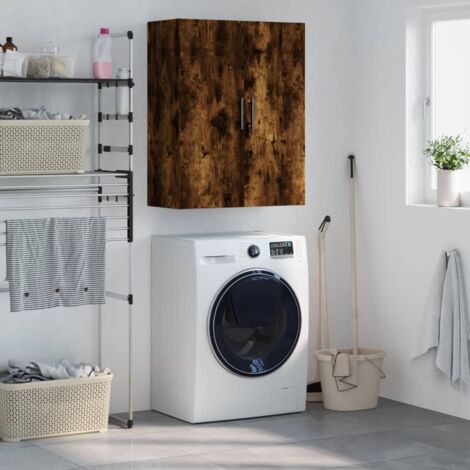 Armoire murale-Armoire suspendue-Meuble de rangement chêne fumé 69,5x34x90 cm 147582 (1/5)