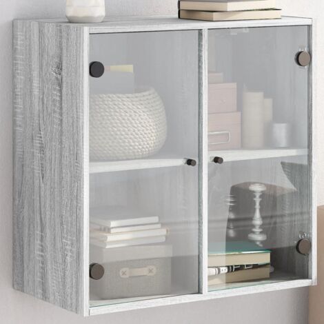 Armoire murale avec portes en verre-Armoire suspendue-Meuble de rangement sonoma gris 68x37x68,5 cm 860411 (1/5)
