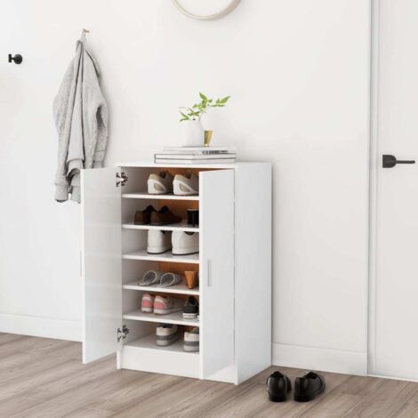 Armoire à chaussures-Meuble à chaussures-Étagère de rangement Blanc 60x35x92 cm Bois d’ingénierie 893366 (1/5)