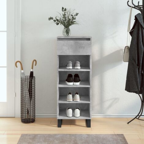 Armoire à chaussures-Meuble à chaussures-Étagère de rangement Gris béton 40x36x105 cm Bois d'ingénierie 230426 (1/5)