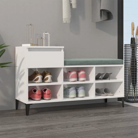 Armoire à chaussure-Meuble à chaussure-Étagère de rangement Blanc brillant 102x36x60 cm Bois ingénierie 538929 (1/5)