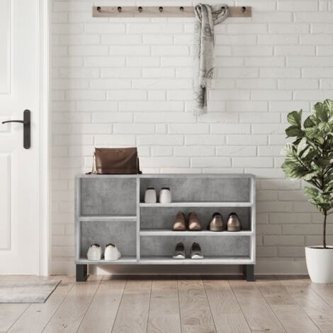 Armoire à chaussures-Meuble à chaussures-Étagère de rangement Gris béton 102x36x60 cm Bois d'ingénierie 285036 (1/5)