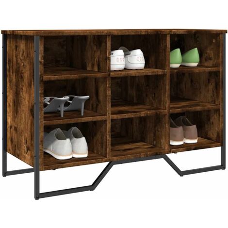 Armoire à chaussures-Meuble à chaussures-Étagère de rangement chêne fumé 90x38x61,5 cm bois d'ingénierie 150273 (1/5)