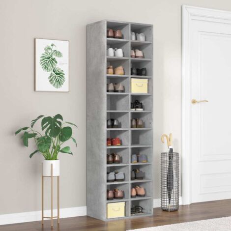 Armoire à chaussures-Meuble à chaussures-Étagère de rangement gris béton 54x34x183 cm bois d'ingénierie 927676 (1/5)