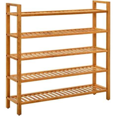 Étagère à chaussures à 5 niveaux-Meuble à chaussures-Étagère de rangement 100x27x100 cm Chêne massif 305920 (1/5)
