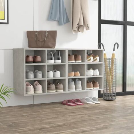 Armoires à chaussures 2 pcs-Meuble à chaussures-Étagère de rangement Gris béton 52,5x30x50 cm 113285 (1/5)