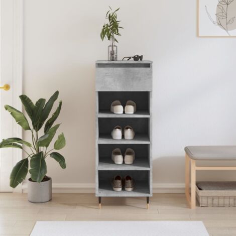Armoire à chaussures-Meuble à chaussures-Étagère de rangement Gris béton 40x36x105 cm Bois d'ingénierie 671539 (1/5)