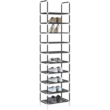 Étagère à chaussures 10 niveaux-Meuble à chaussures-Étagère de rangement 44x28x180 cm tissu non-tissé 164788 (1/5)