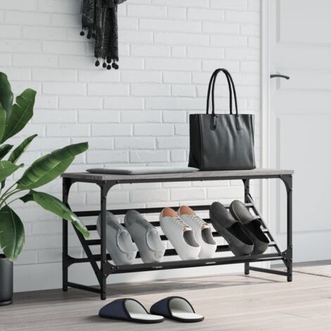 Étagère à chaussures-Meuble à chaussures-Étagère de rangement sonoma gris 90x30x45 cm bois d'ingénierie 618060 (1/5)
