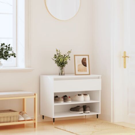 Armoire à chaussures-Meuble à chaussures-Étagère de rangement Blanc 70x36x60 cm Bois d'ingénierie 603287 (1/5)
