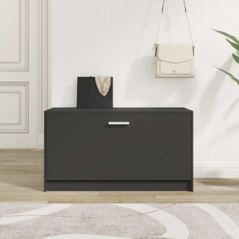 Banc à chaussures-Meuble à chaussures-Étagère de rangement Noir 80x24x45 cm Bois d'ingénierie 357255 (1/5)