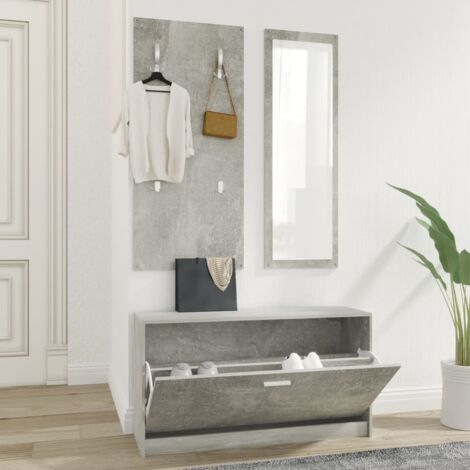 Ensemble d'armoires à chaussures 3-en-1 -Meuble à chaussures-Étagère de rangement Gris béton 534132 (1/5)