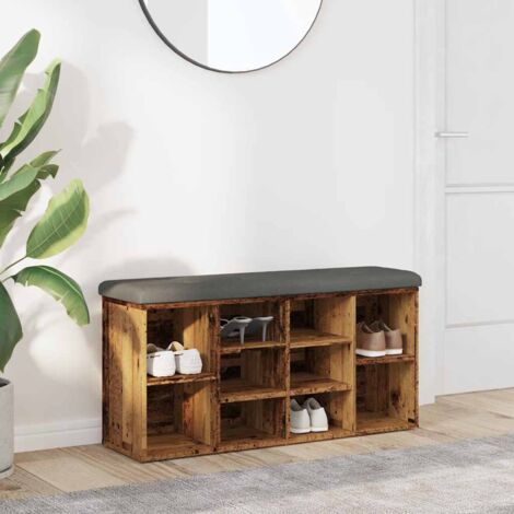 Banc à chaussures-Meuble à chaussures-Étagère de rangement vieux bois 102x32x50 cm bois d'ingénierie 117073 (1/5)