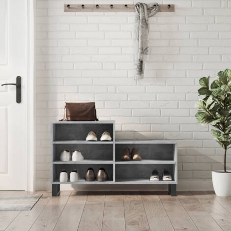 Armoire à chaussures-Meuble à chaussures-Étagère de rangement Gris béton 102x36x60 cm Bois d'ingénierie 128057 (1/5)