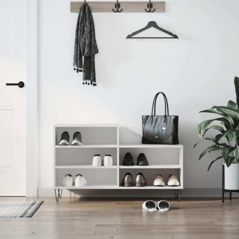 Armoire à chaussures-Meuble à chaussures-Étagère de rangement Blanc 102x36x60 cm Bois d'ingénierie 446482 (1/5)