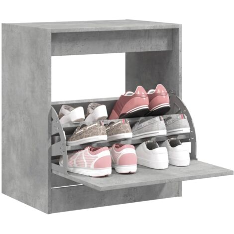 Armoire à chaussures-Meuble à chaussures-Étagère de rangement gris béton 60x42x69 cm bois d'ingénierie 405097 (1/5)